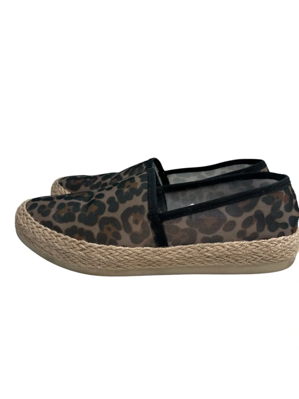 Esprit Leopard Print Espadrille Slip-Ons in Brown and Black SZ 7.5